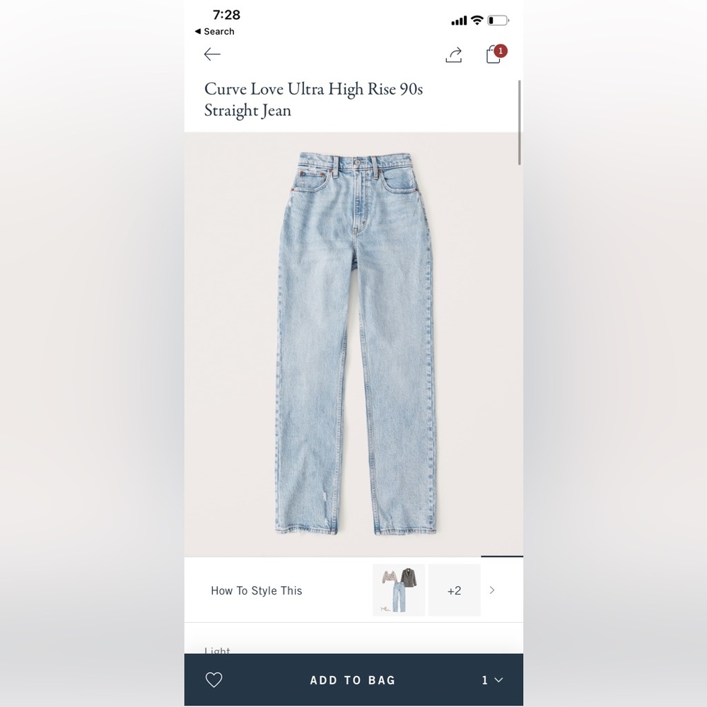 Abercrombie & Fitch Curve Love 90s Straight Ultra High Rise Jeans